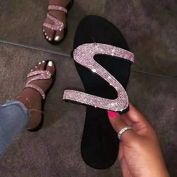 Flat Sandal Flip flops Z-line Rhinestone Clip Toe Casual Outdoor Wear Beach Women's Slipper