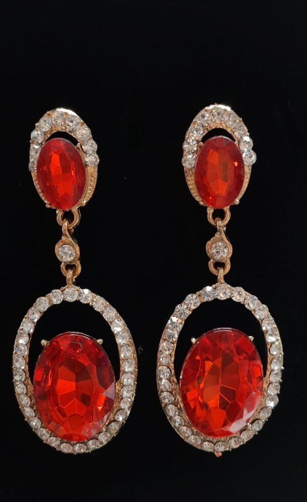 Oval Shape Hanging Studded Earring