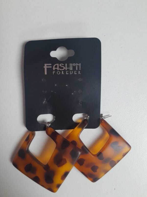 Square Hallow Leopard Print Earring