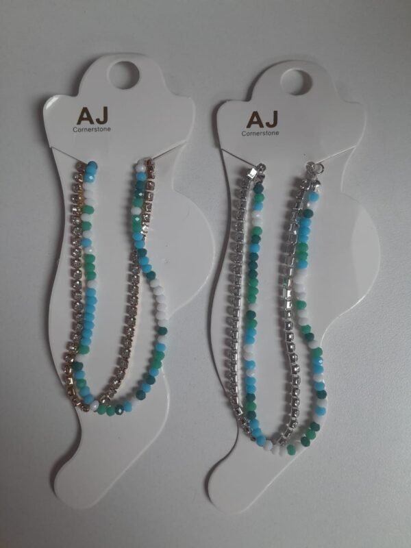 Layered Beaded Diamanté Anklet