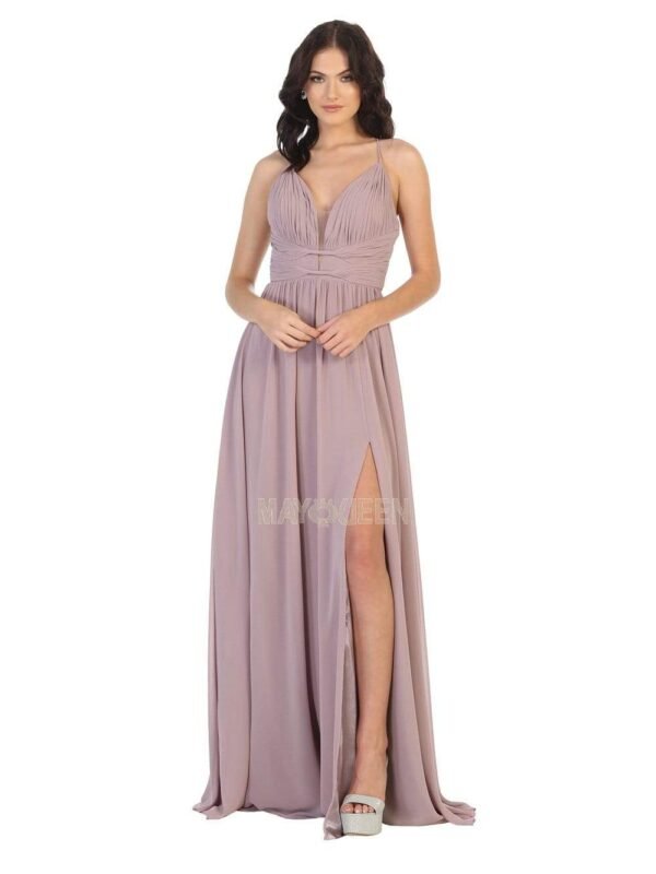 Thin Strap A Line Chiffon Dress with Slit