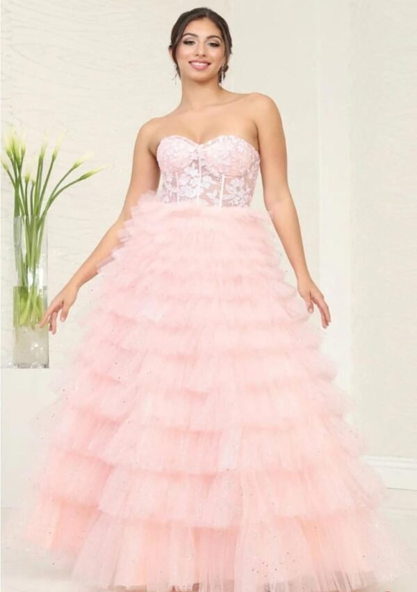 Corset Tiered Shimmer Ball Gown