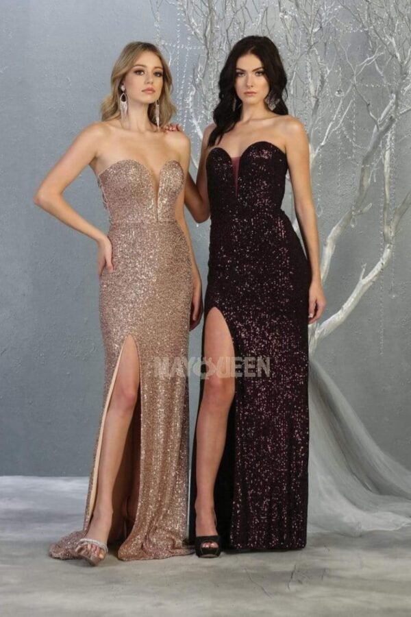 Strapless Sequins X Back Slim Fit Dress