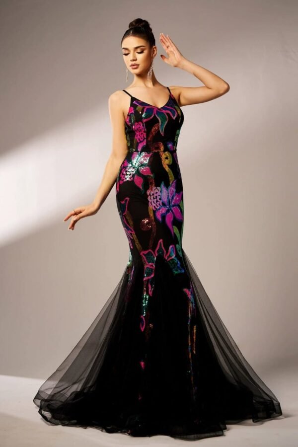 Chic Strap Sexy Long Sequin Formal Party Mermaid Cut Evening Dress