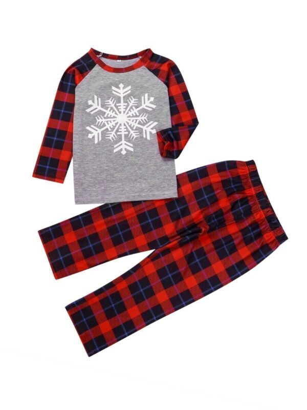 Grey and Plaid Snowflake Christmas Pajamas