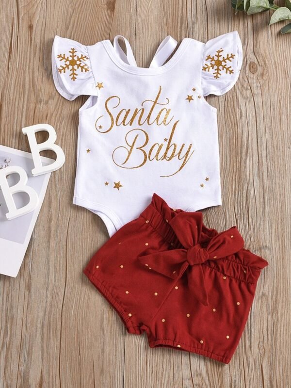 Santa Baby Christmas 2Pc Polka Dot Set