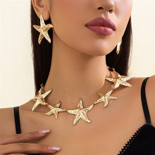 Handmade Metal starfish Necklace Set
