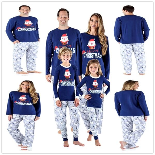 Blue Merry Christmas with Polar Bear Pajama Set
