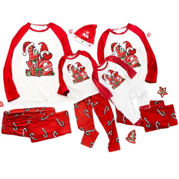 Candy Cane Red Love Christmas Pajamas