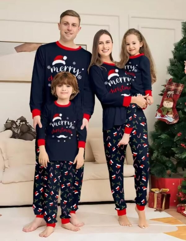 Blue Merry Christmas with Mustache Pajama Set