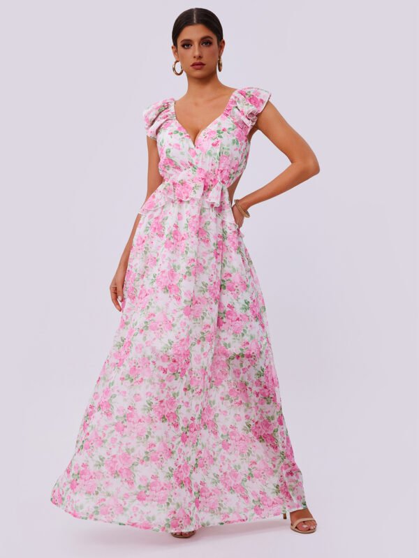 Women Summer Elegant Floral Print Maxi Dress