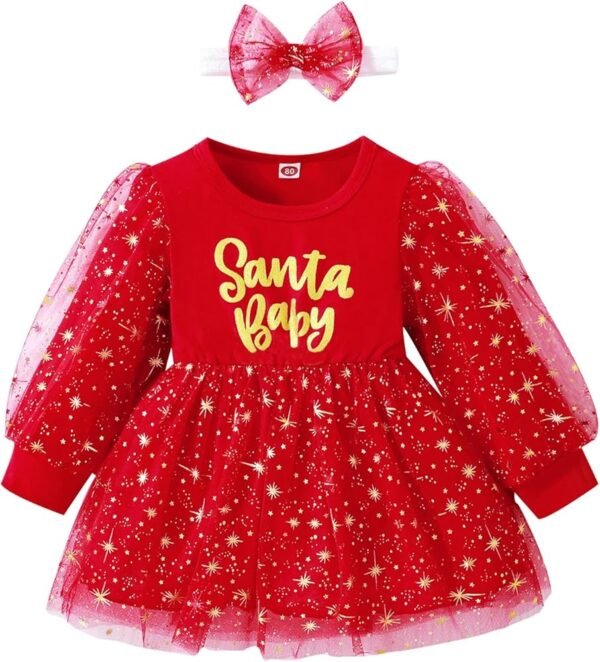 Red Santa Baby 2 PC Christmas Tutu Dress & Headband