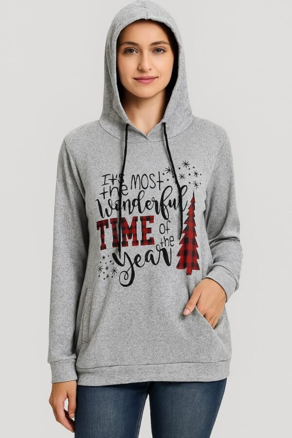 It's the most wonderful time of the year Grey Christmas Hoodie