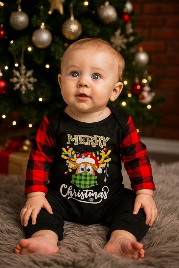 Merry Christmas with Face Mask Baby Onesie