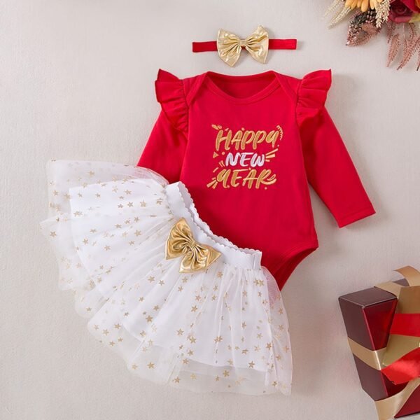 Happy New Year Onesie And Tutu 3PC Skirt Set