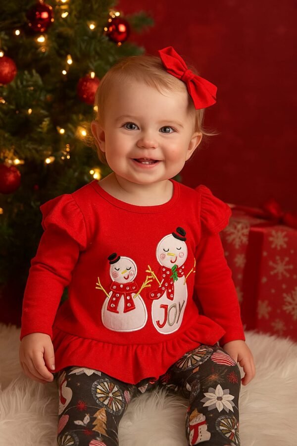 Girls 2Pc Joy Snowman Christmas Outfit