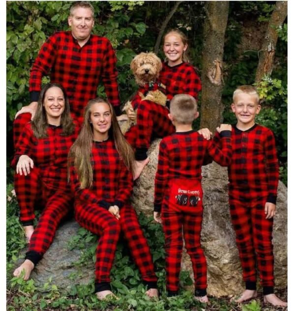 Bear Cheeks Tomato Red Plaid Christmas Pajama Onesie