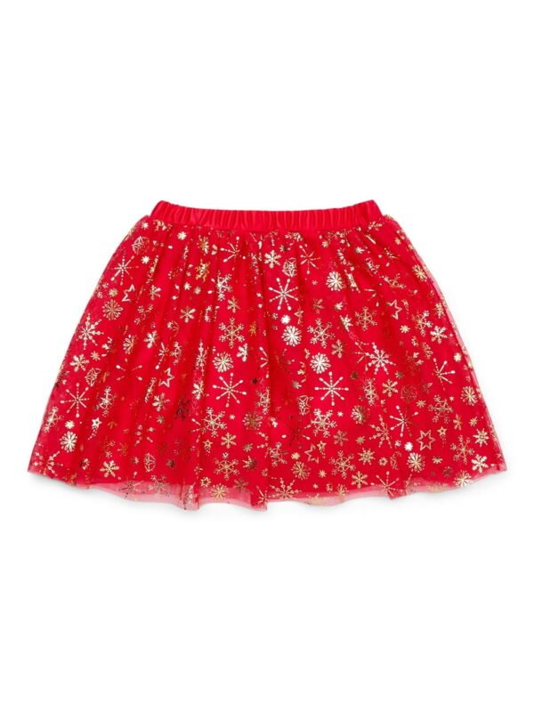 Holiday Time Girls Christmas Metallic Print Tutu Skirt
