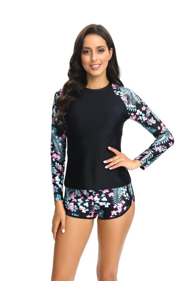 Beach Print 2Pc Rashguard Pants Set