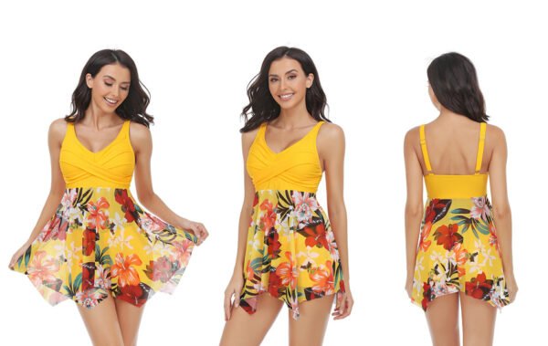 Floral Print Mesh 2Pc Pants Tankini Set