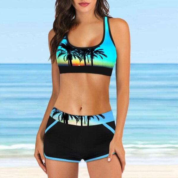 Beach Print 2Pc Sports Bra & Short Pants Set
