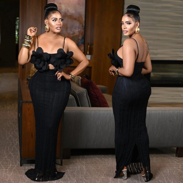 Women Sexy Lace Corsage Backless Strap Dress