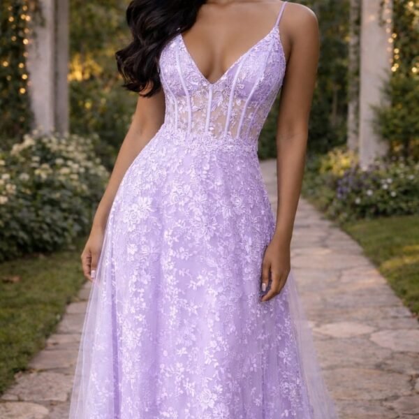 Corset boned lace A line dress