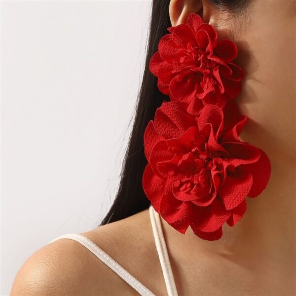 Chiffon Big Flower Exaggerating Earrings