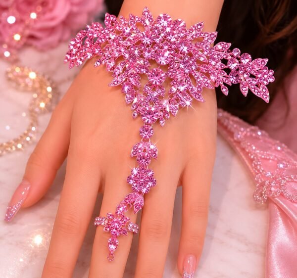 Pink Rhinestone Bracelet/Ring