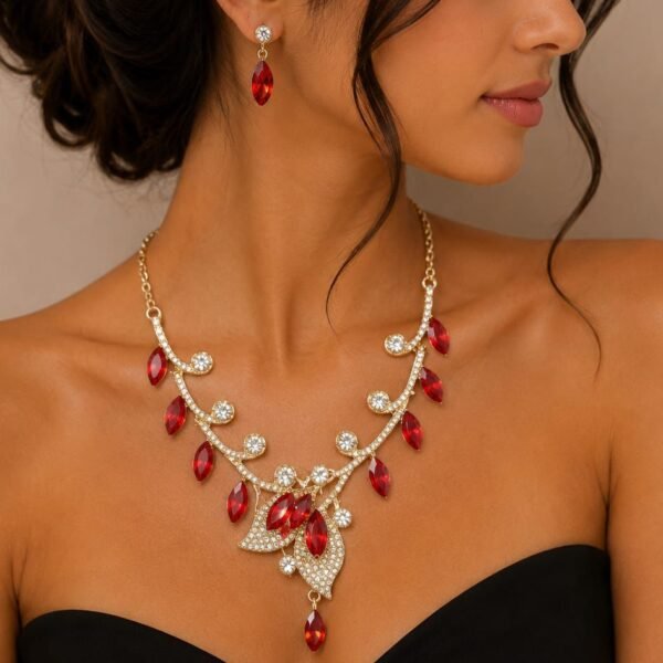 Elegant Red Necklace Set