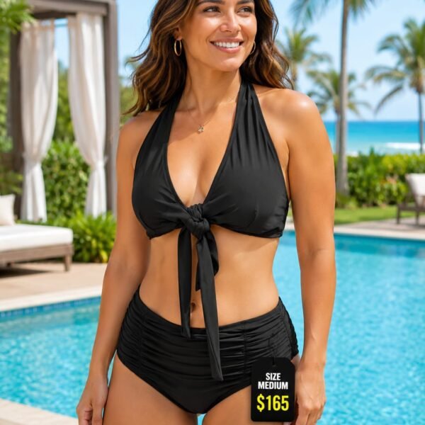 Black Tie-Front Style Bikini