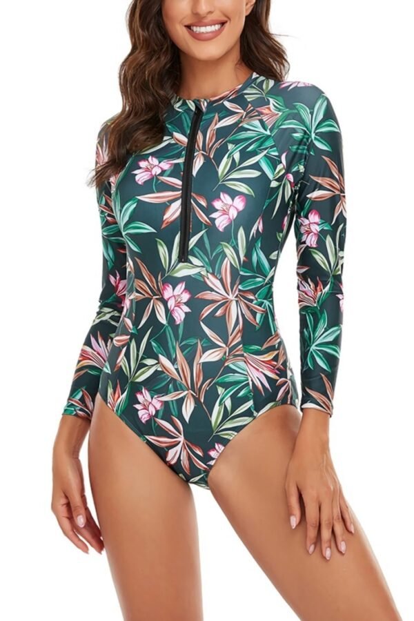 Green Leaf Print Monokini