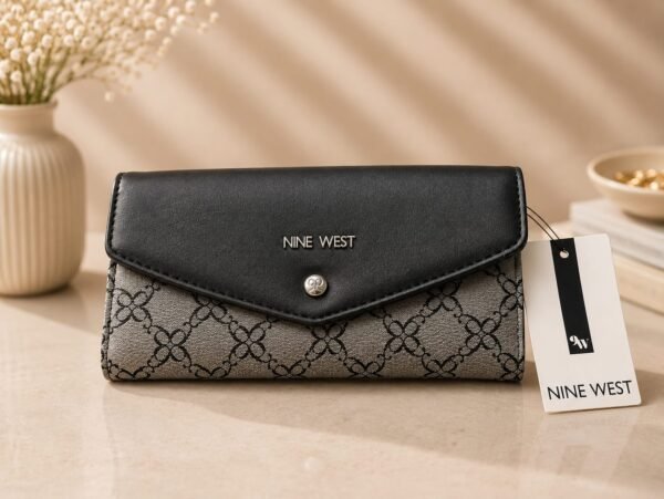 Nine West Black & Taupe Patterned Wallet