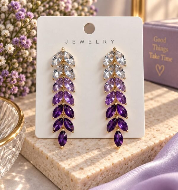 Color Diamond Tassel Long Earring